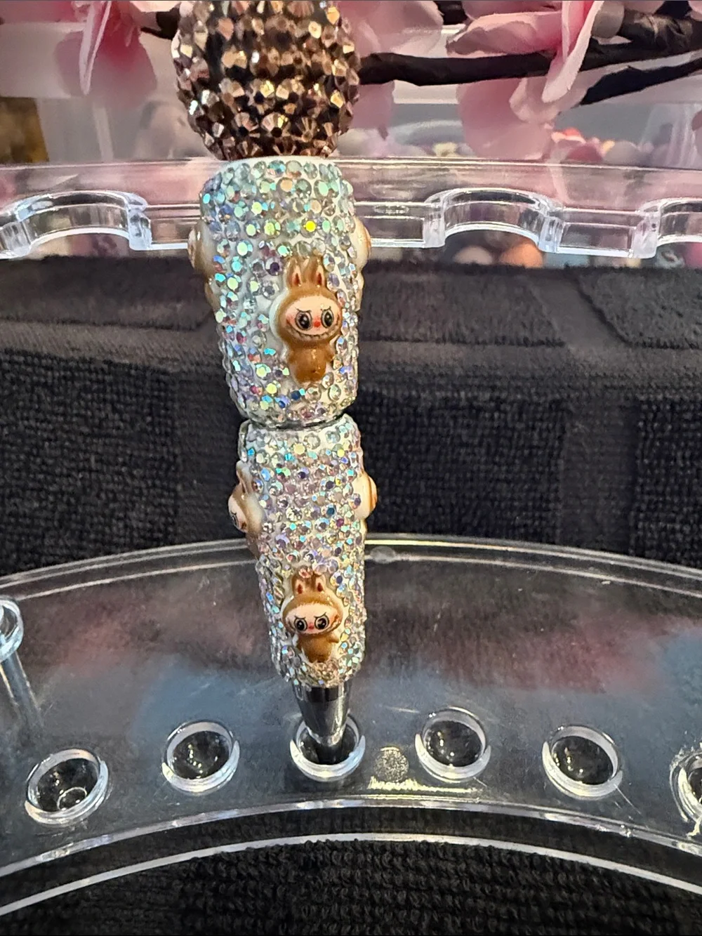 Handcrafted Silver & Gold Bunny Beaded  Pen